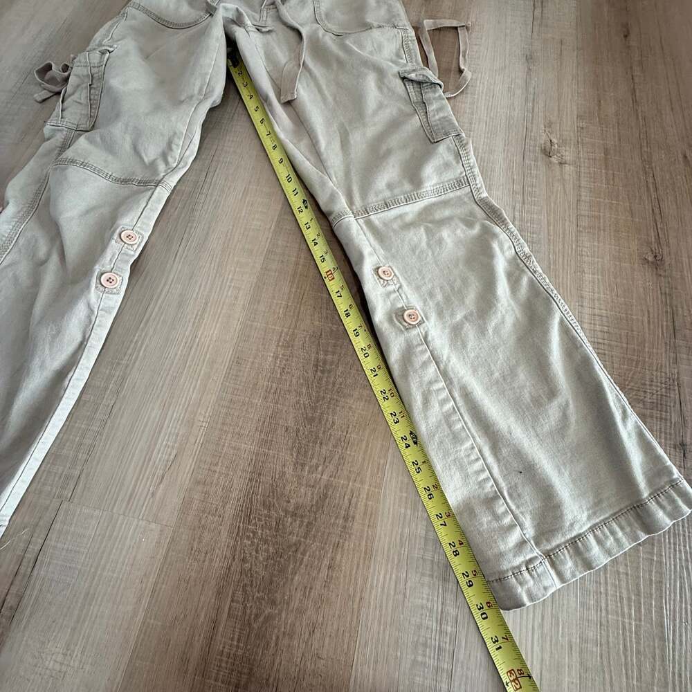 Ethyl Women's Beige Cargo Pants Wide Leg Utility Tie Pocket Boho Y2K Size 4 - Picture 5 of 9